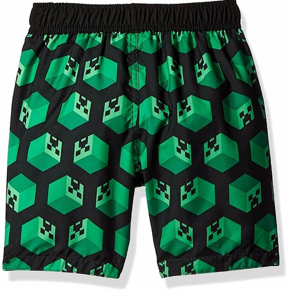 MINECRAFT GREEN MULTI DRAWSTRING BOYS SWIM TRUNKS - Picture 4 of 7
